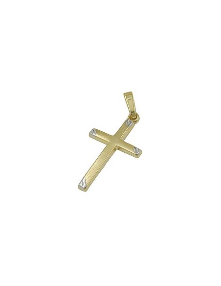 pendant 22x13mm cross bicolor matt 9k gold