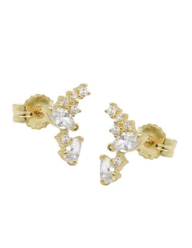stud earrings 7x6mm fantasy bow with zirconias 9k gold