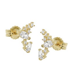stud earrings 7x6mm fantasy bow with zirconias 9k gold