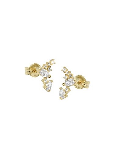 stud earrings 7x6mm fantasy bow with zirconias 9k gold