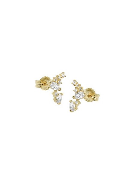stud earrings 7x6mm fantasy bow with zirconias 9k gold