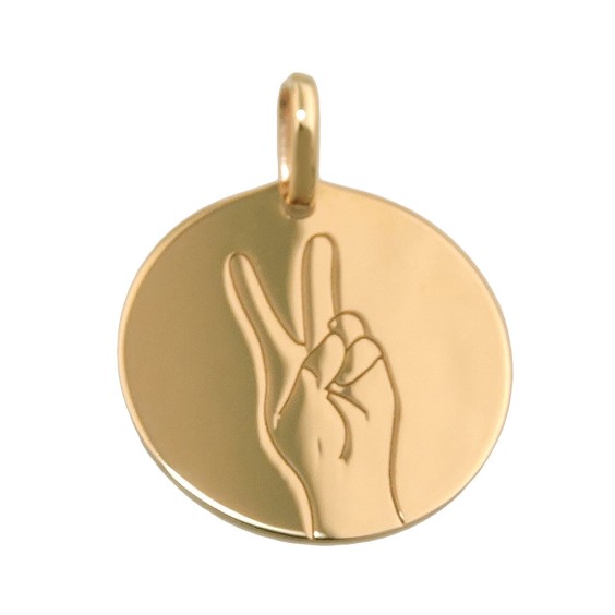 engraving pendant v sign 9k gold