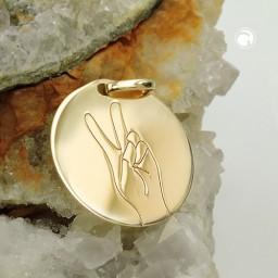 engraving pendant v sign 9k gold