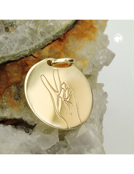 engraving pendant v sign 9k gold