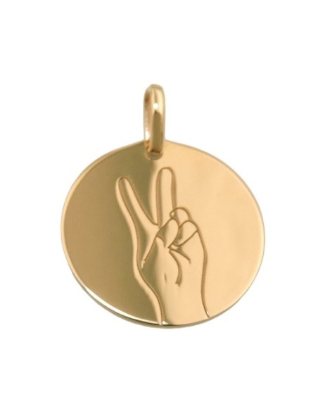 engraving pendant v sign 9k gold