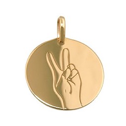 engraving pendant v sign 9k gold