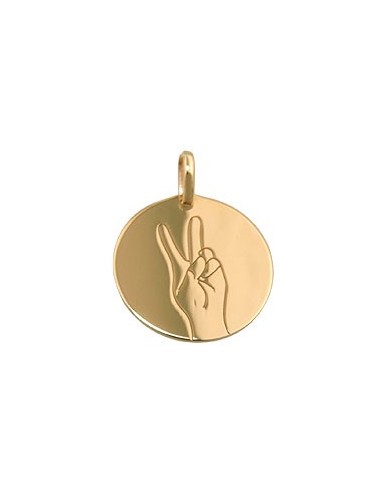 engraving pendant v sign 9k gold