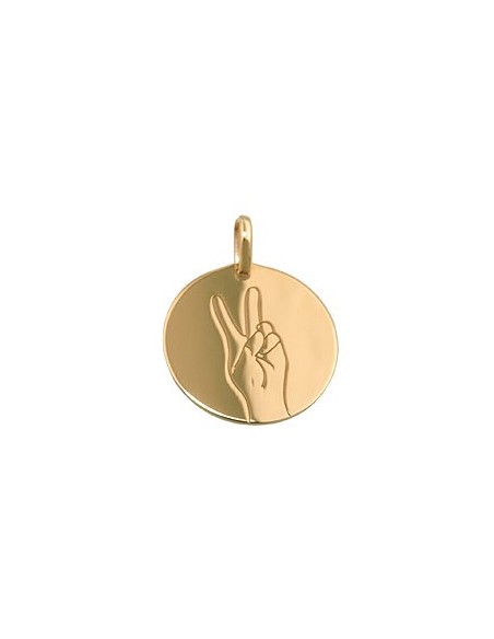 engraving pendant v sign 9k gold