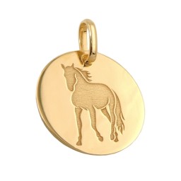 engraving pendant horse 9k gold