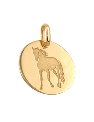 engraving pendant horse 9k gold
