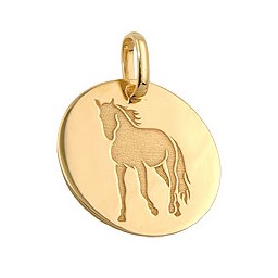 engraving pendant horse 9k gold