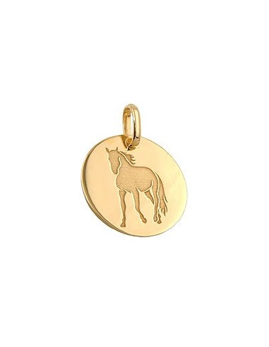 engraving pendant horse 9k gold