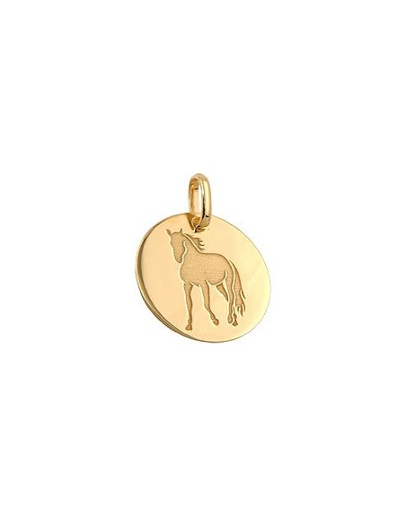 engraving pendant horse 9k gold
