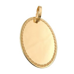 engraving pendant oval 9k gold