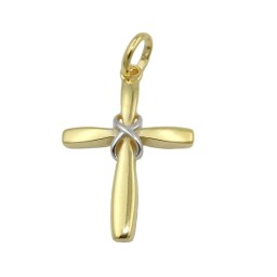 pendant cross two tone 9k gold