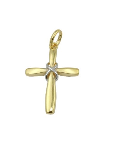 pendant cross two tone 9k gold