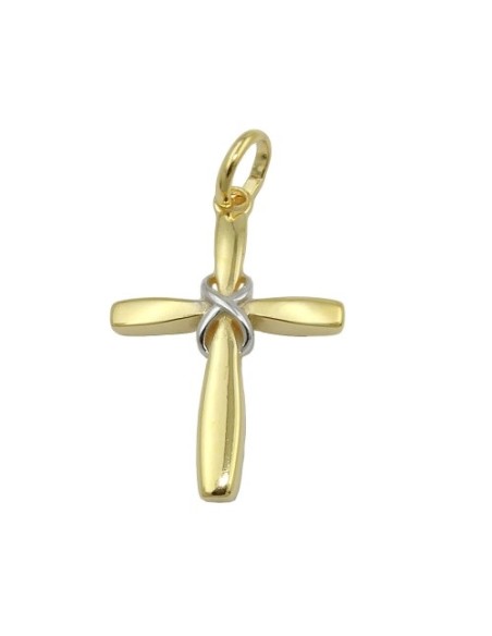 pendant cross two tone 9k gold