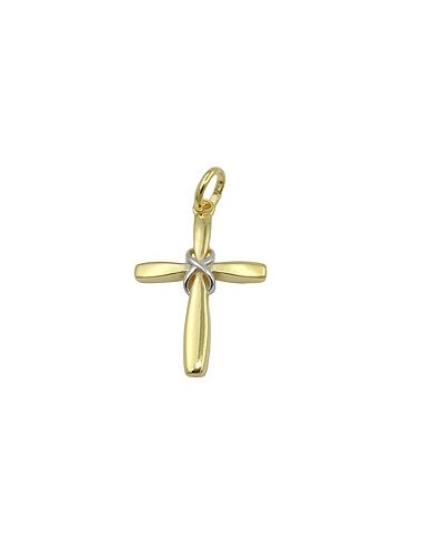 pendant cross two tone 9k gold