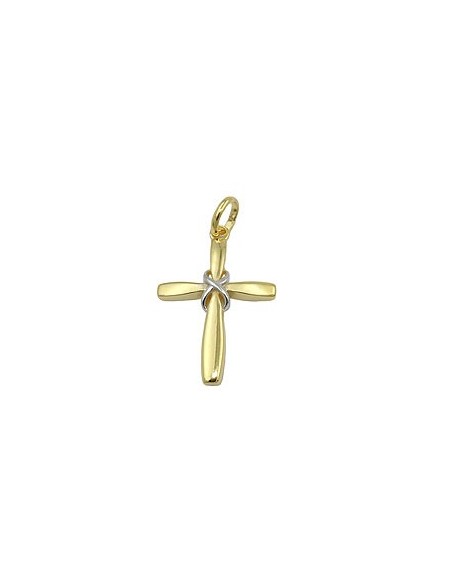 pendant cross two tone 9k gold