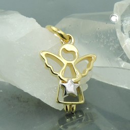 pendant angel-star bicolor 9k gold