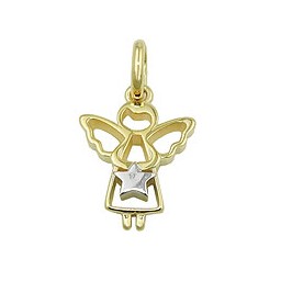 pendant angel-star bicolor 9k gold