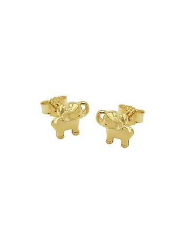 stud earrings 6x7mm small elephant shiny 9k gold