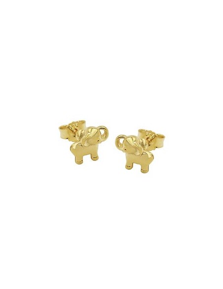 stud earrings 6x7mm small elephant shiny 9k gold