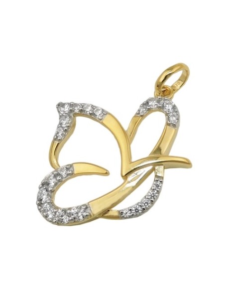pendant butterfly zirconia 9k gold