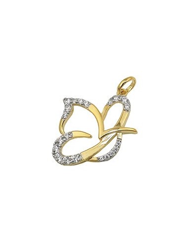 pendant butterfly zirconia 9k gold