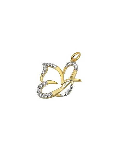 pendant butterfly zirconia 9k gold