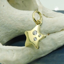 pendant star 3 zirconias 9k gold