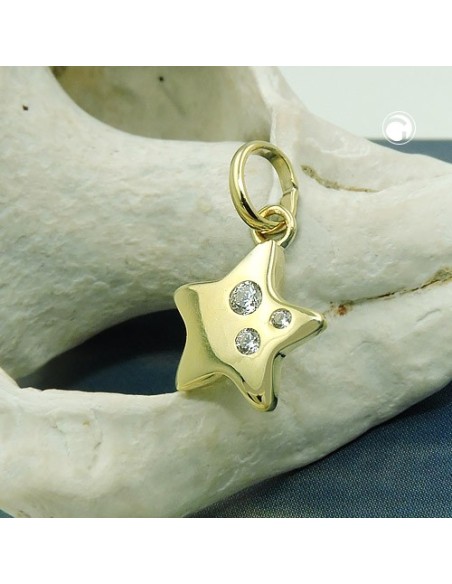 pendant star 3 zirconias 9k gold