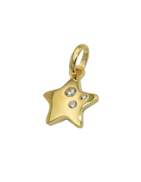 pendant star 3 zirconias 9k gold