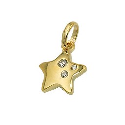 pendant star 3 zirconias 9k gold