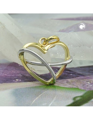 pendant heart bicolor 9k gold