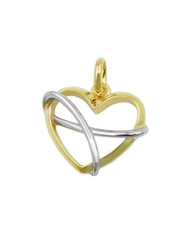 pendant heart bicolor 9k gold