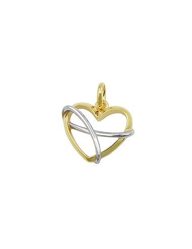 pendant heart bicolor 9k gold