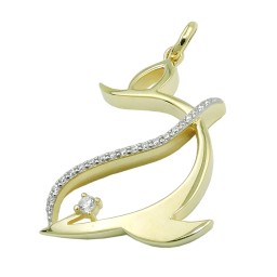 pendant dolphin zirconia 9k gold