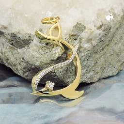 pendant dolphin zirconia 9k gold