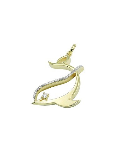 pendant dolphin zirconia 9k gold