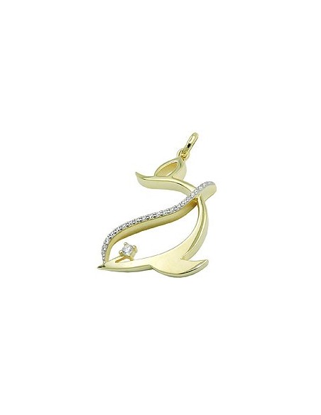pendant dolphin zirconia 9k gold