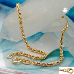 bracelet 3.3mm french rope chain 9k gold 21cm