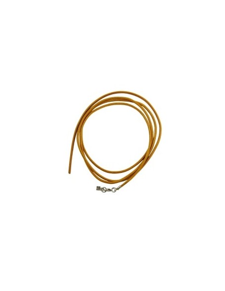 leather strap round cord cowhide 2mm yellow colored with 1x clasp silver colored ca. 1m