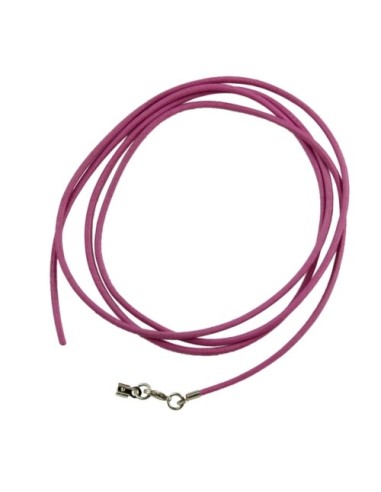 leather strap round cord cowhide 2mm pink colored with 1x clasp silver colored ca. 1m