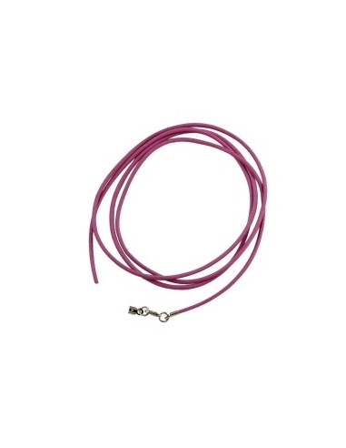 leather strap round cord cowhide 2mm pink colored with 1x clasp silver colored ca. 1m