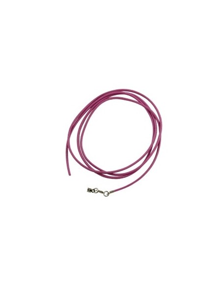 leather strap round cord cowhide 2mm pink colored with 1x clasp silver colored ca. 1m