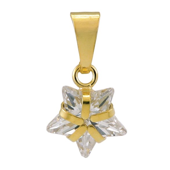 pendant 10x8mm white cubic zirconia star 9k gold