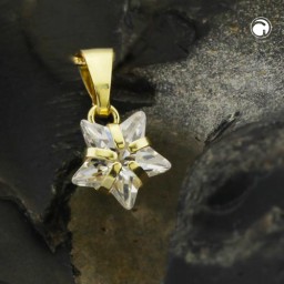 pendant 10x8mm white cubic zirconia star 9k gold