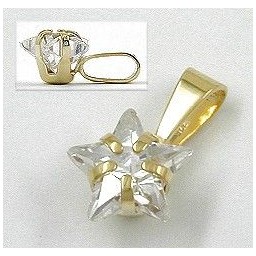 pendant 10x8mm white cubic zirconia star 9k gold