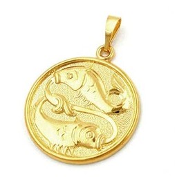 pendant zodiac sign pisces gold plated